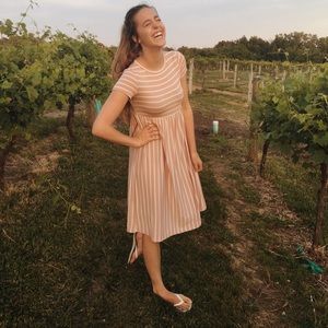 ROOLEE PINK STRIPED STRETCHY DRESS